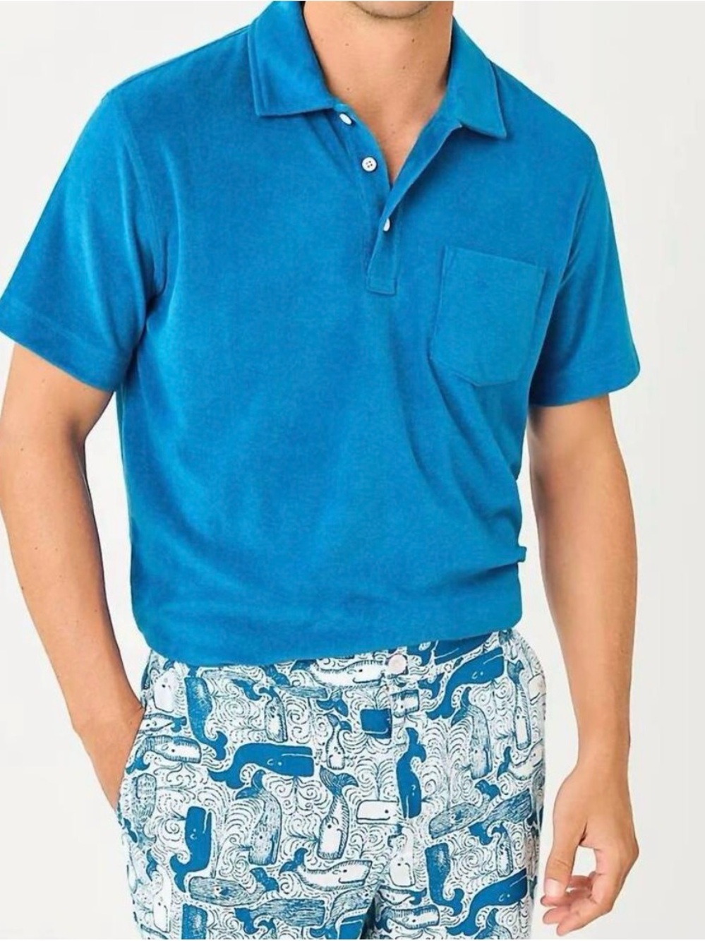 Lilly Pulitzer, NWT Men's Harbor Nassau Blue Polo Shirt with Chest Pocket, sz m